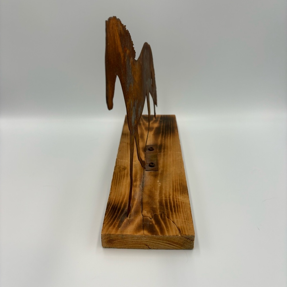 Handmade Flat Metal Laser Horse Figurine Wood Cowboy Western Art 8” Equestrian - Picture 6 of 10